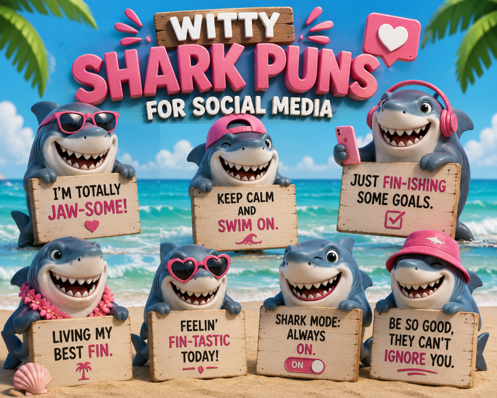 H2: Witty Shark Puns for Social Media