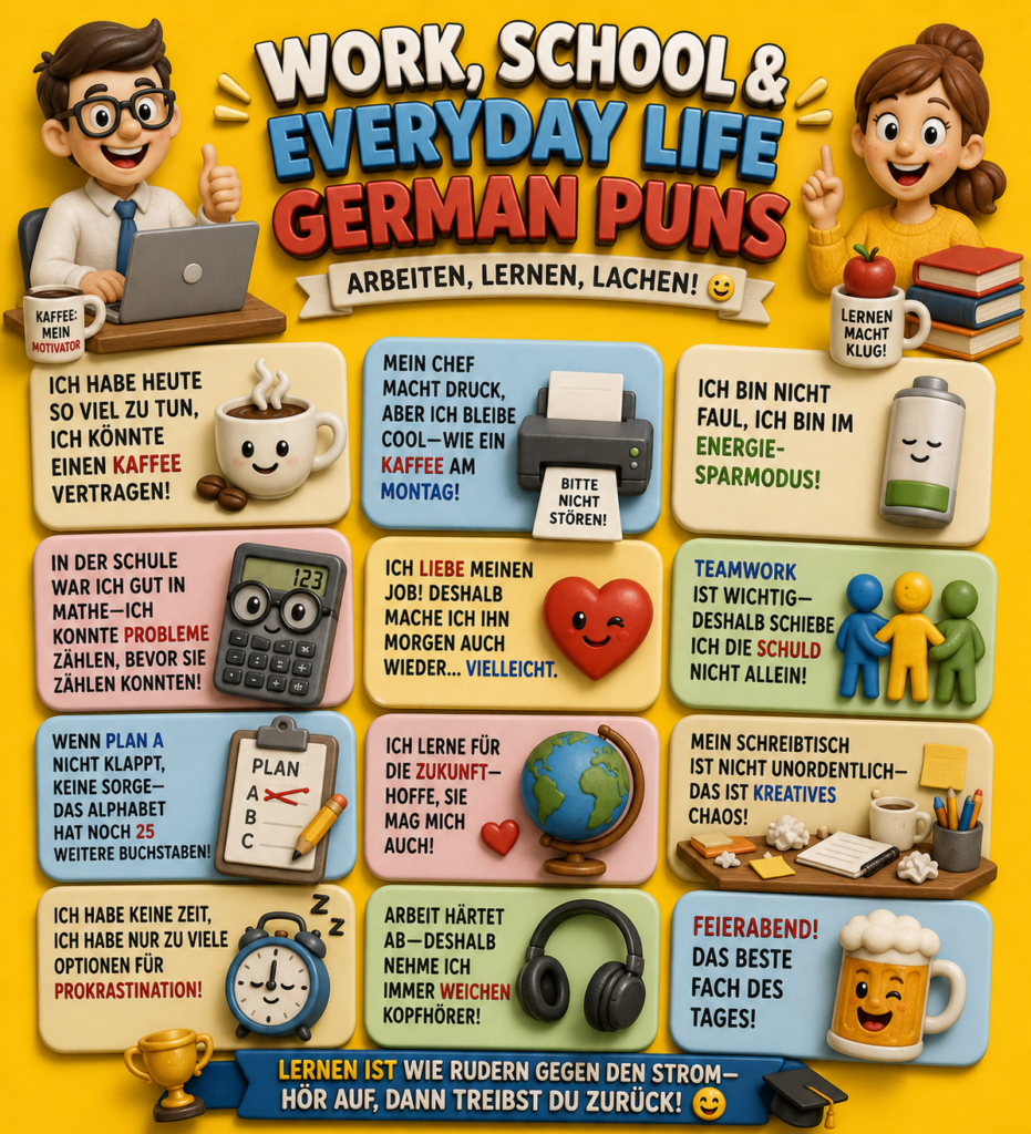 Work, School & Everyday Life German Puns