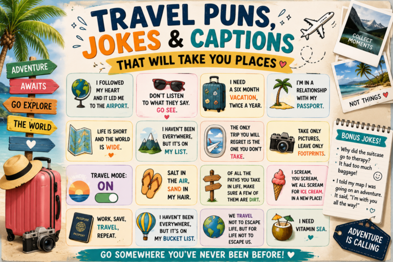450+ Travel Puns, Jokes & Captions That Will Take You Places