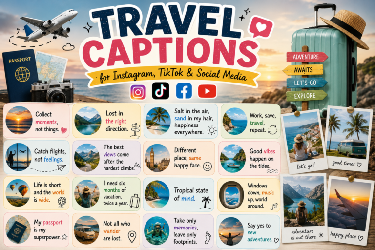 Travel Captions for Instagram, TikTok & Social Media