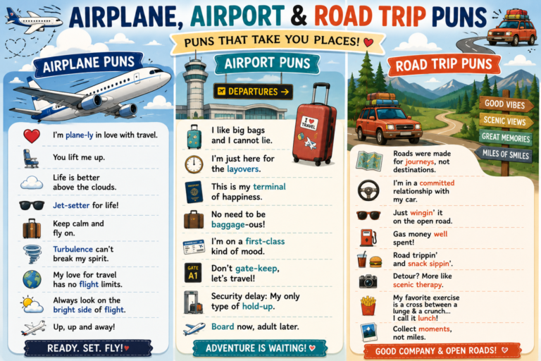 Airplane, Airport & Road Trip Puns
