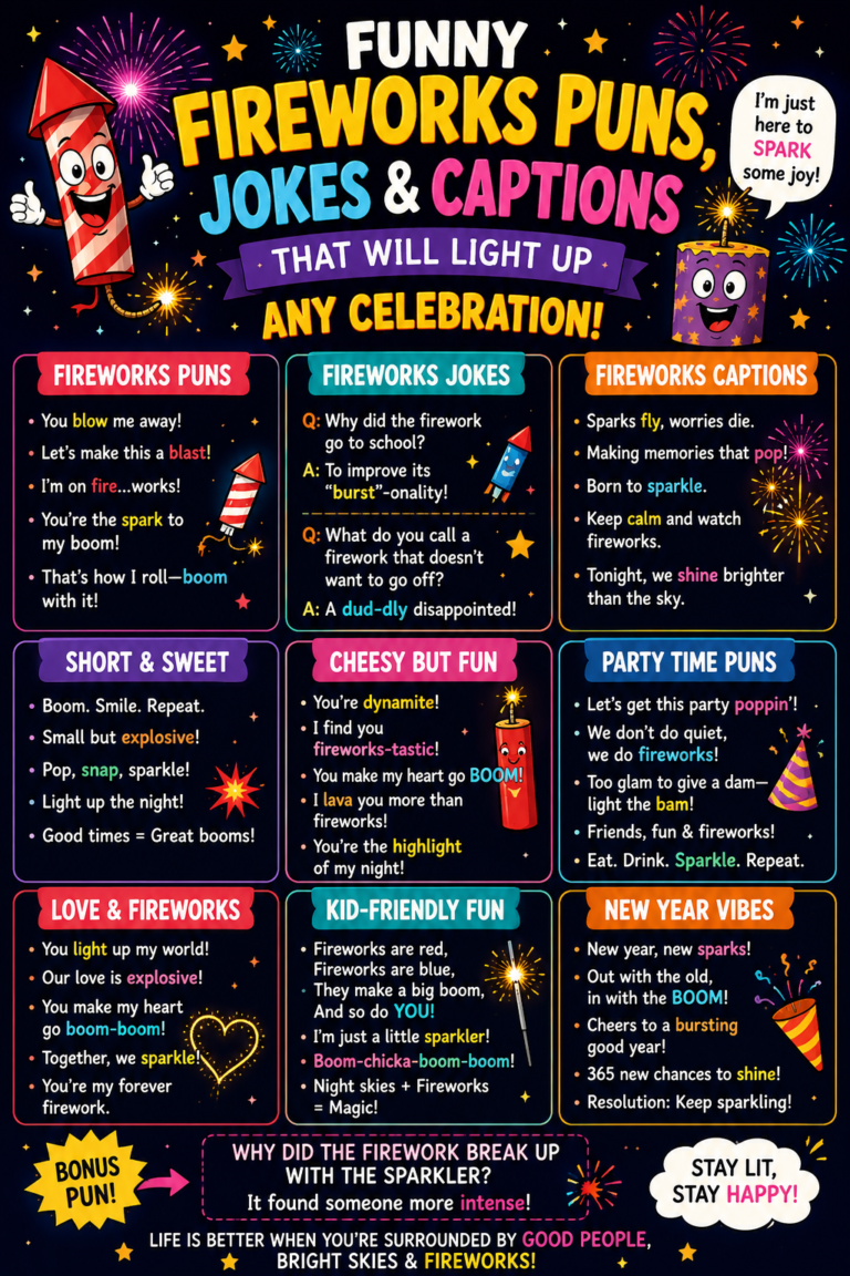 450+ Funny Fireworks Puns, Jokes & Captions That Will Light Up Any Celebration
