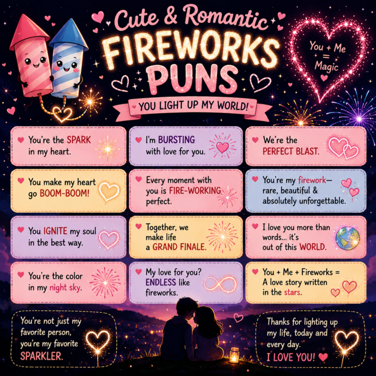 ❤️ Cute & Romantic Fireworks Puns