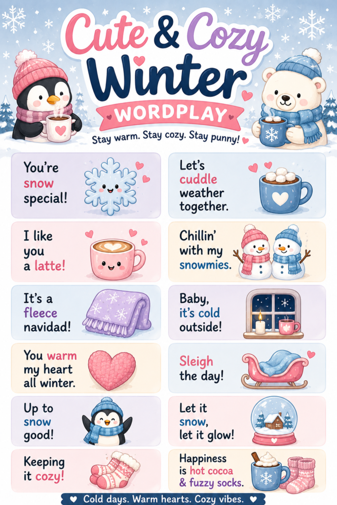 snow funny & cozzy winter puns