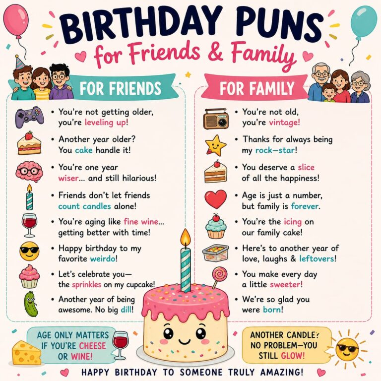 3. Birthday Puns for Friends & Family
