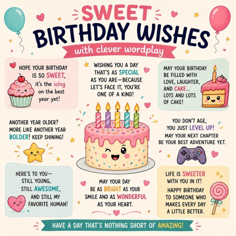 Sweet Birthday Wishes with Clever Wordplay