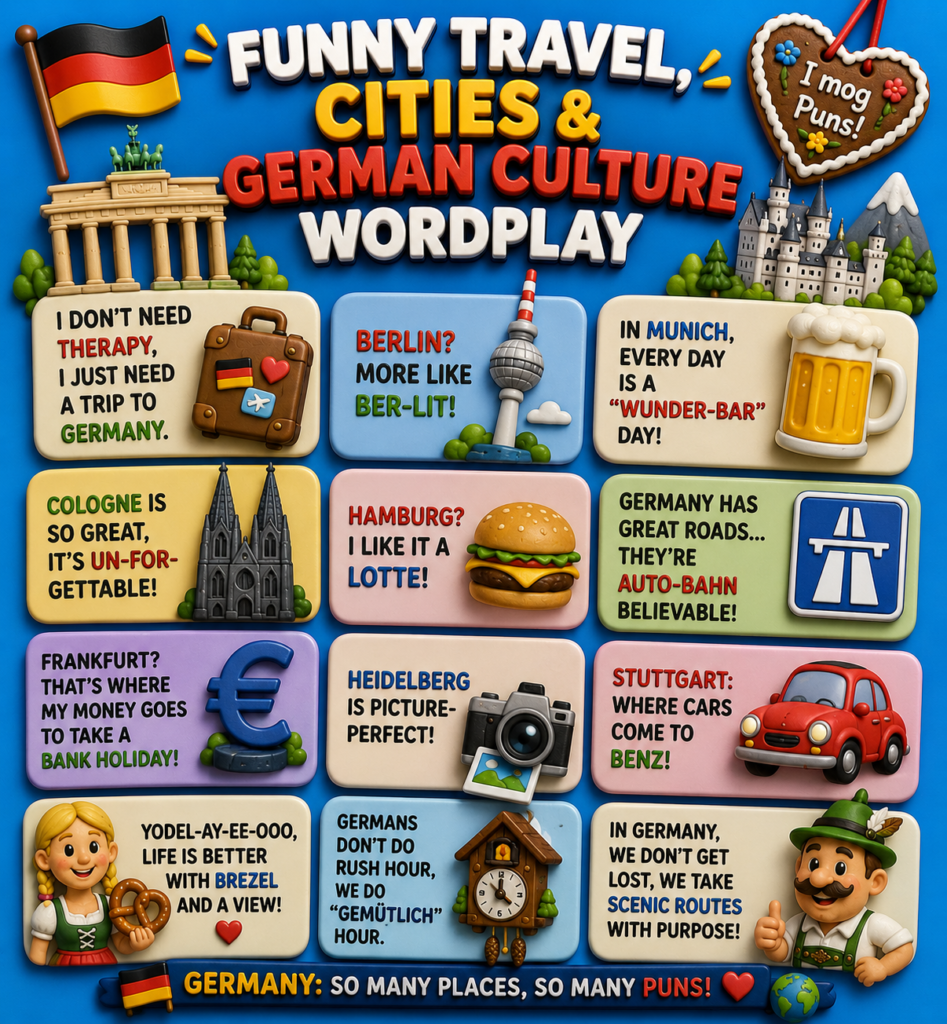 Funny Travel, Cities & German Culture Wordplay