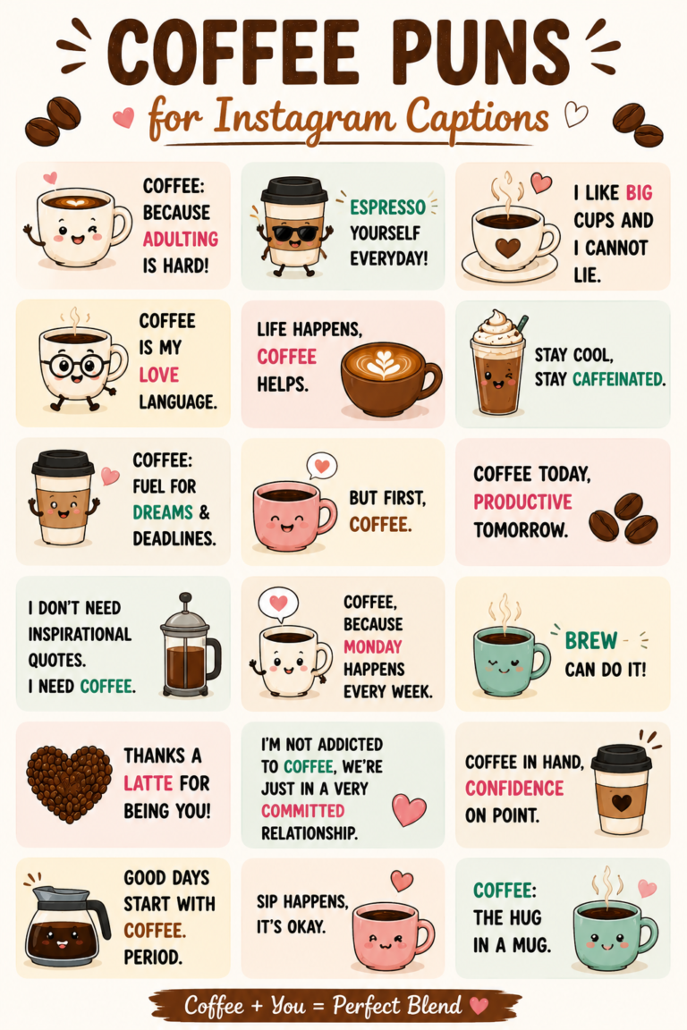 Coffee Puns for Instagram Captions