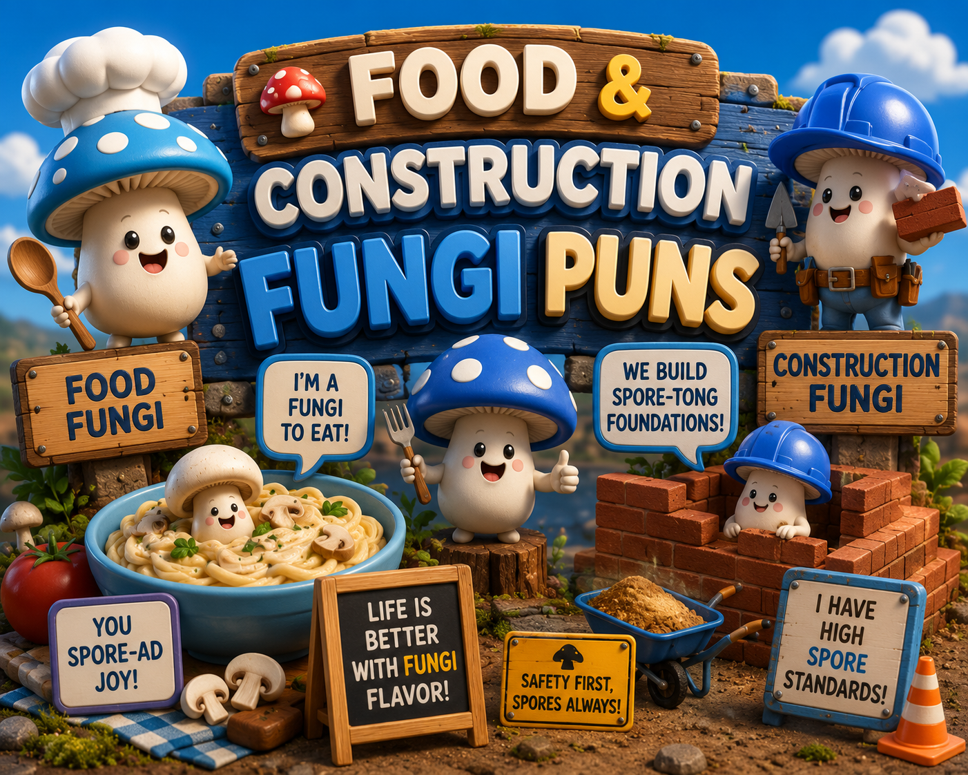 🍄 Food & Construction Fungi Puns