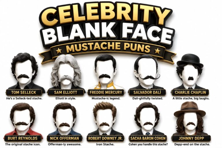Famous Mustache & Celebrity Puns
