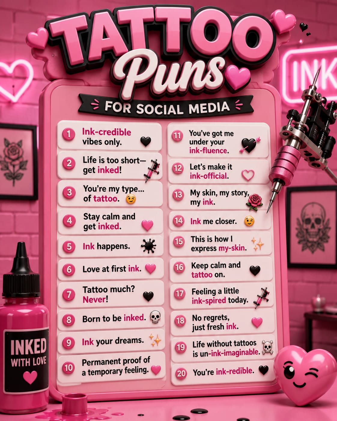 Tattoo Puns for Social Media