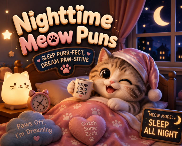 Nighttime Meow Puns