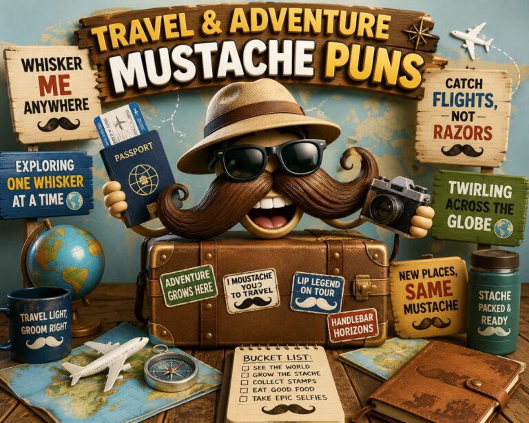 Travel & Adventure Mustache Puns
