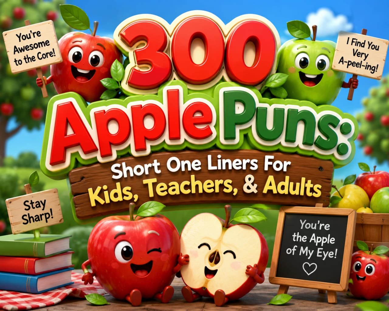 300 Apple Puns: Short One Liners For Kids, Teachers, & Adults