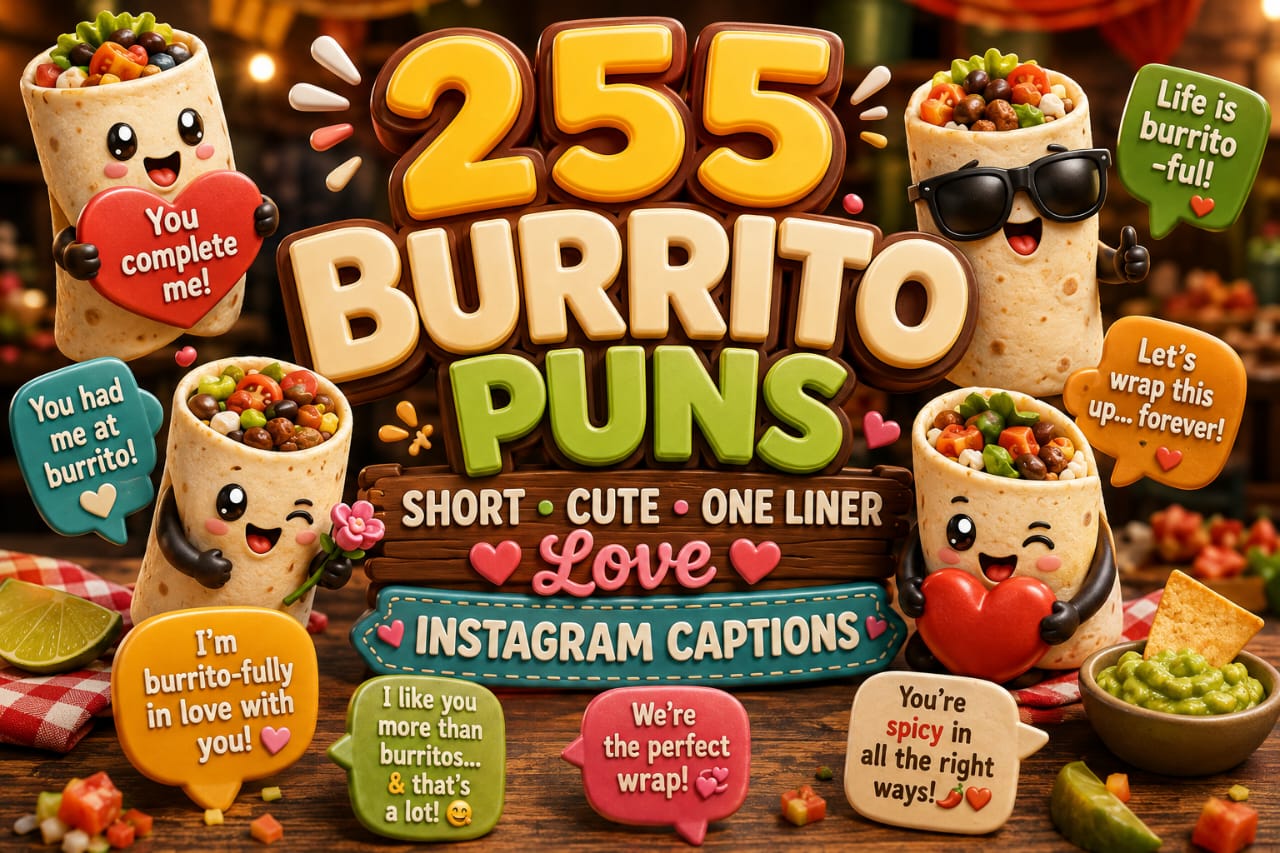 255 Burrito Puns: Short Cute One Liner Love Instagram Captions