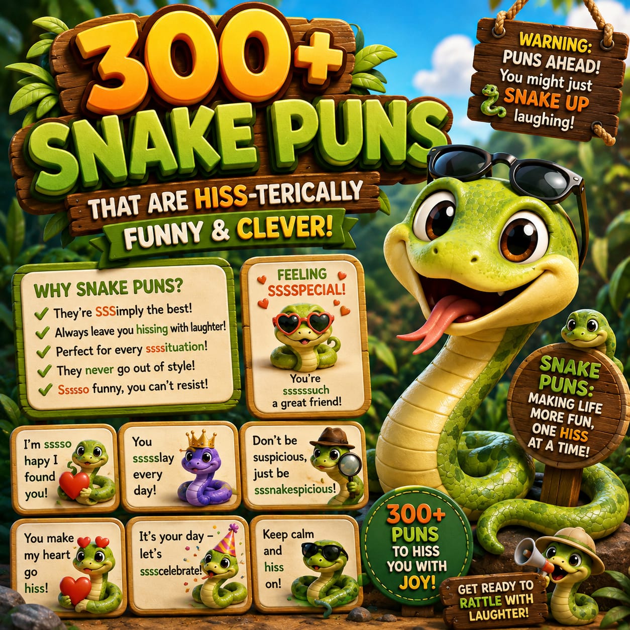 300+ Snake Puns That Are Hiss-terically Funny & Clever