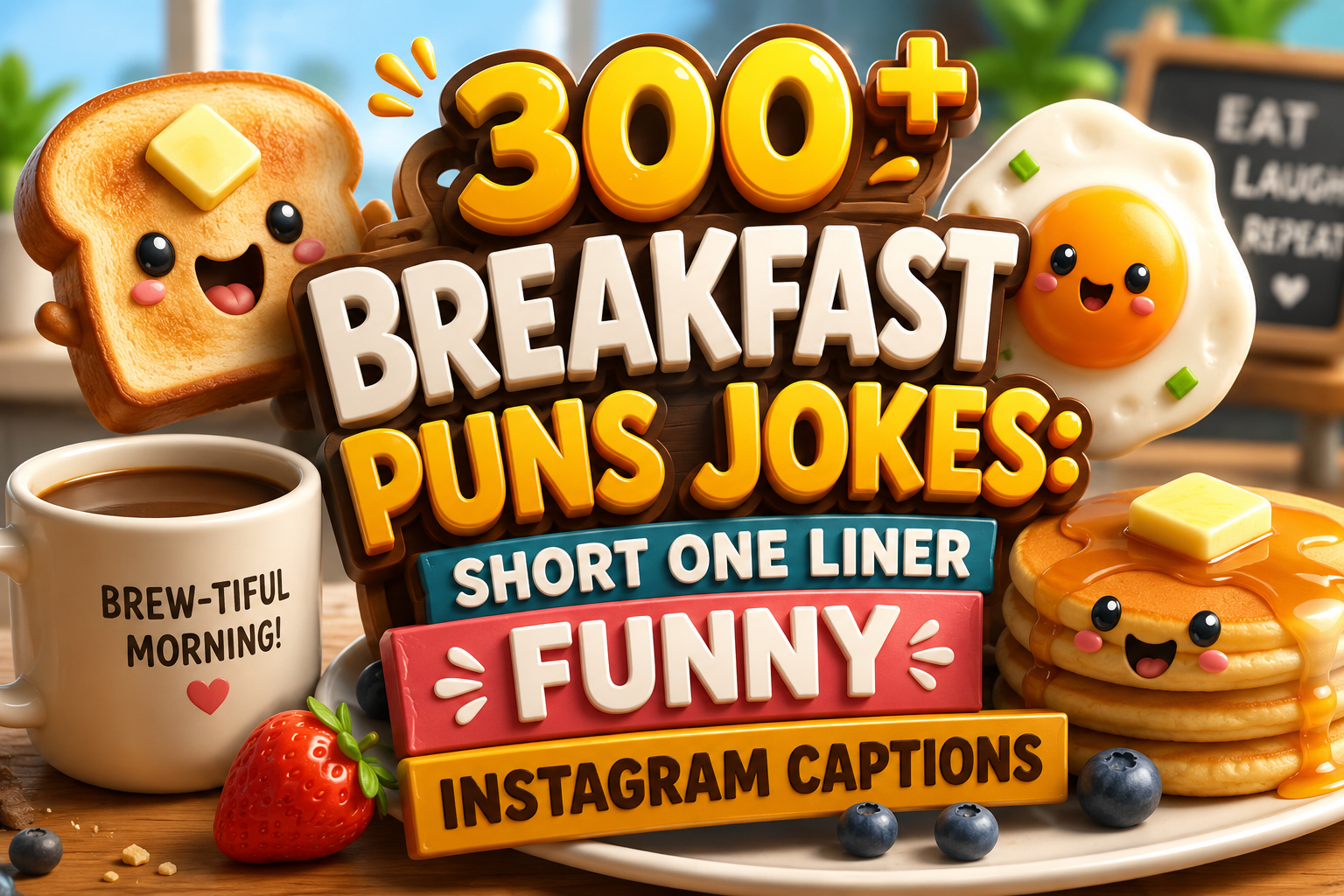300 Breakfast Puns Jokes: Short One Liner Funny Instagram Captions